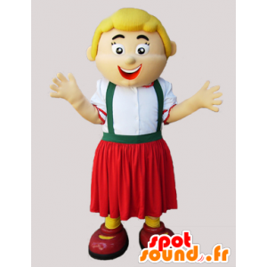 Mascot rubia mujer que sostiene tyrolienne - MASFR032297 - Mujer de mascotas