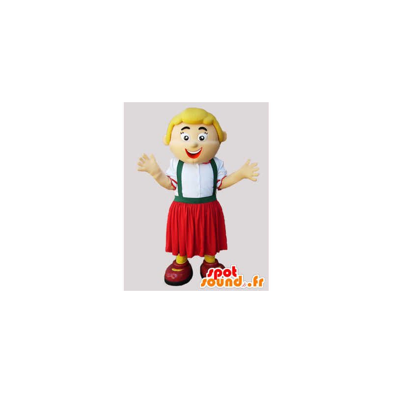 Mascot bionda donna che tiene Tyrolienne - MASFR032297 - Donna di mascotte