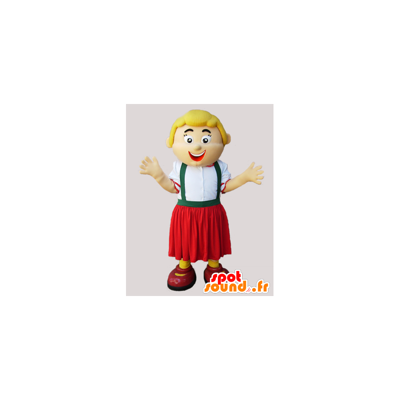 Mascot mulher loira segurando tirolesa - MASFR032297 - Mascotes femininos