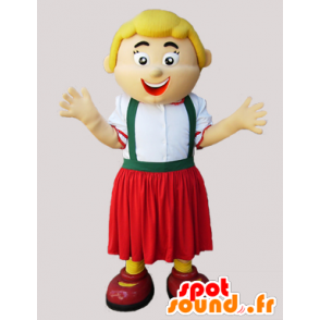 Mascot bionda donna che tiene Tyrolienne - MASFR032297 - Donna di mascotte