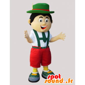 Tiroolse Mascot traditionele groene jas, rood en wit - MASFR032298 - Human Mascottes