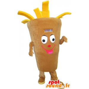 Cone Mascot gigantische frietjes, beige en geel - MASFR032299 - Fast Food Mascottes