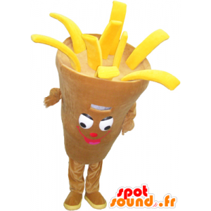 Patatine fritte giganti cono mascotte, beige e giallo - MASFR032299 - Mascotte di fast food