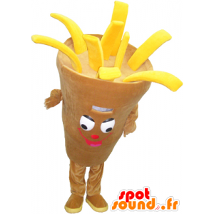 Cone Mascot gigantische frietjes, beige en geel - MASFR032299 - Fast Food Mascottes