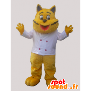 Giallo gatto mascotte vestita in chef - MASFR032304 - Mascotte gatto