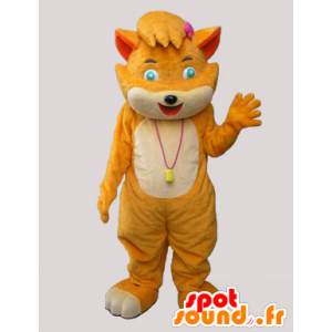 Oranje en beige kat mascotte, zacht en mooi - MASFR032305 - Cat Mascottes