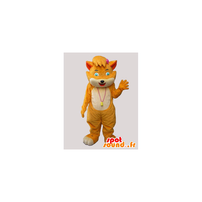 Arancio e beige gatto mascotte, morbido e abbastanza - MASFR032305 - Mascotte gatto