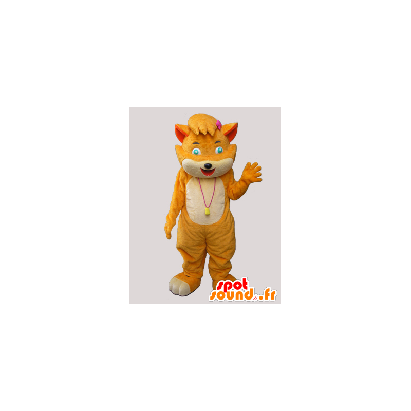 Orange och beige kattmaskot, mjuk och flirtig - Spotsound maskot