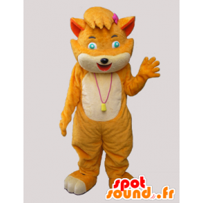 Orange and beige cat mascot, soft and pretty - MASFR032305 - Cat mascots