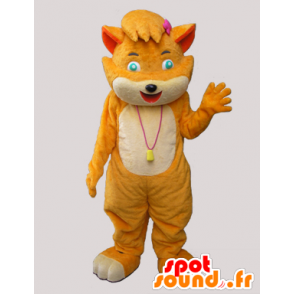 Laranja e bege gato mascote, macio e bonito - MASFR032305 - Mascotes gato