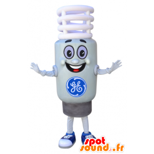 Mascot bílá žárovka, a obří úsměvem - MASFR032308 - maskoti Bulb