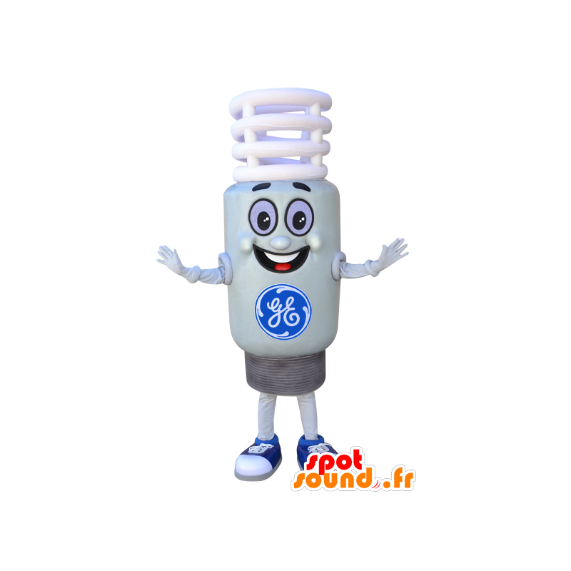 Mascotte bulbo bianco e sorridente gigante - MASFR032308 - Lampadina mascotte