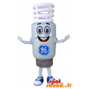 Mascot hvit pære, og gigantiske smilende - MASFR032308 - Maskoter Bulb