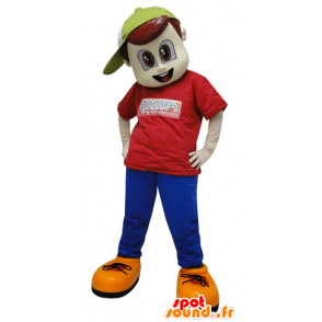 Mascotte de garçon habillé en rouge et bleu avec une casquette - MASFR032312 - Mascottes Garçons et Filles