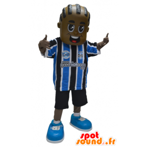 African American boy maskotka w sportowej - MASFR032315 - sport maskotka