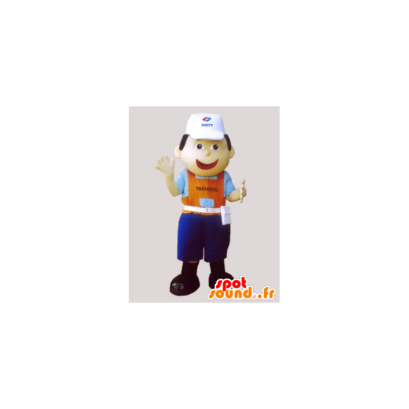 Mascotte d'ouvrier, avec une casquette et une tenue colorée - MASFR032317 - Mascottes Homme