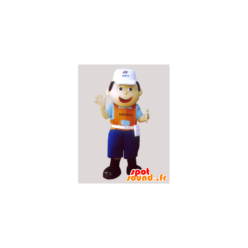 Worker mascot, with a cap and a colorful outfit - MASFR032317 - Human mascots