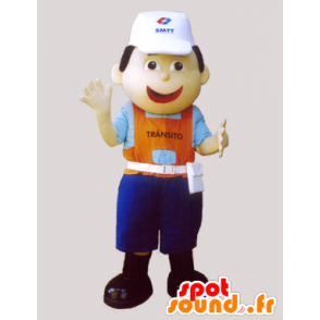 Arbeider mascotte, met een pet en een kleurrijke outfit - MASFR032317 - man Mascottes
