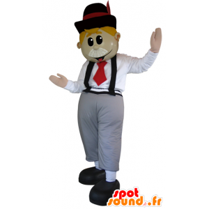 English mascot with a bow tie and suspenders - MASFR032322 - Human mascots