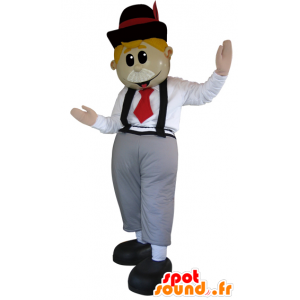 Mascote Inglês com um laço e suspensórios - MASFR032322 - Mascotes homem