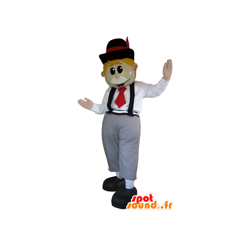 English mascot with a bow tie and suspenders - MASFR032322 - Human mascots