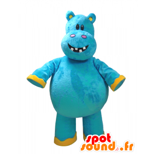 Azul mascote e hipopótamo amarelo, divertimento - MASFR032325 - hipopótamo Mascotes