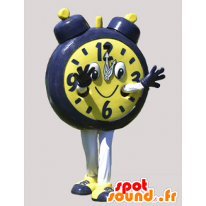 Wake yellow mascot and black giant. Mascot clock - MASFR032327 - Mascots of objects