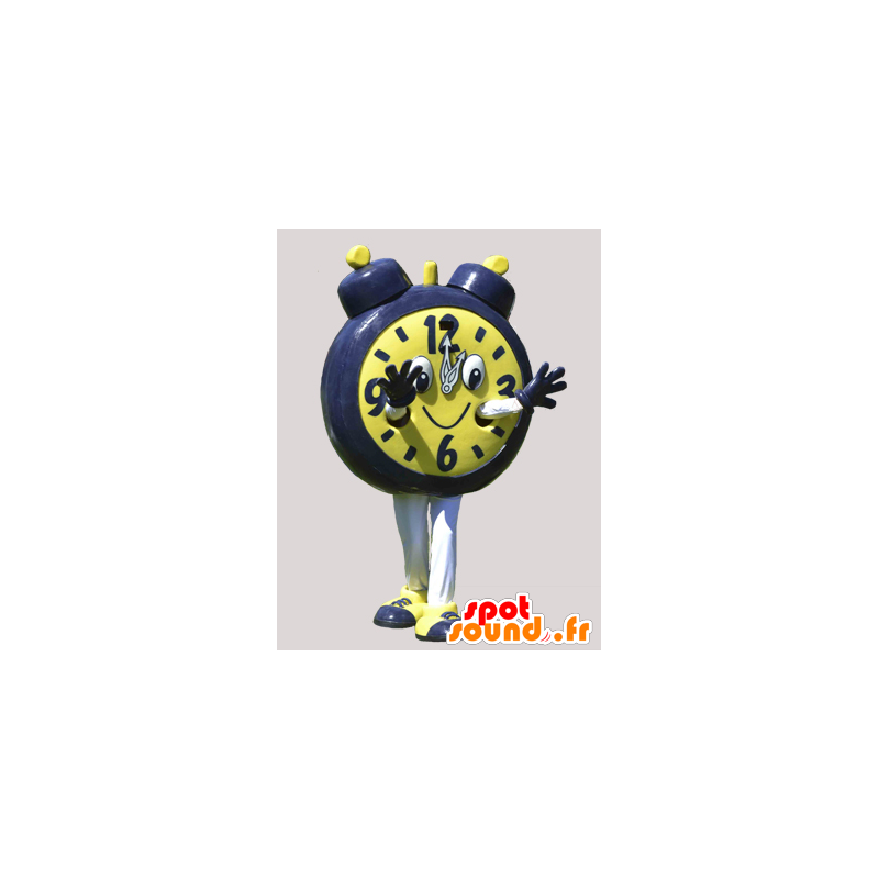 Wake yellow mascot and black giant. Mascot clock - MASFR032327 - Mascots of objects