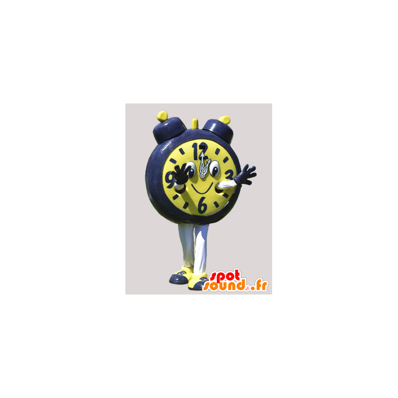 Żółta maskotka alarm i czarny olbrzym. maskotka zegar - MASFR032327 - maskotki obiekty