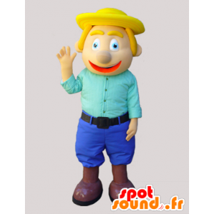 Mascotte d'homme blond habillé en bleu - MASFR032328 - Mascottes Homme