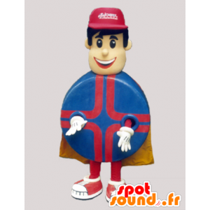 Super-herói mascote homem com um corpo redondo - MASFR032330 - Mascotes homem