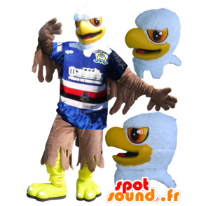 Adler-Maskottchen gelb, weiß und braun in der Sportkleidung - MASFR032331 - Sport-Maskottchen