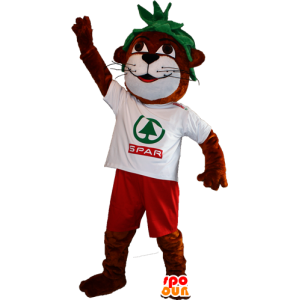 Mascotte de loutre marron et blanche avec les cheveux verts - MASFR032336 - Mascottes de l'océan