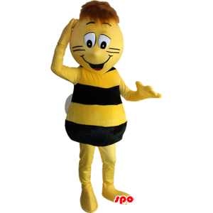 Mascot ape giallo e nero. Ape Maia mascotte - MASFR032338 - Ape mascotte