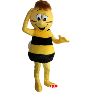 Mascotte geel en zwart bij. Maja de Bij Mascot - MASFR032338 - Bee Mascot