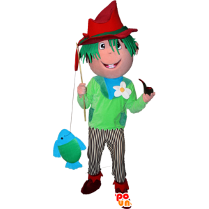 Mascotte de pêcheur, de garçon aux cheveux verts - MASFR032340 - Mascottes Garçons et Filles