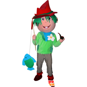 Fiskarmaskot, pojke med grönt hår - Spotsound maskot