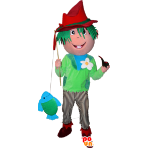 Mascotte de pêcheur, de garçon aux cheveux verts - MASFR032340 - Mascottes Garçons et Filles