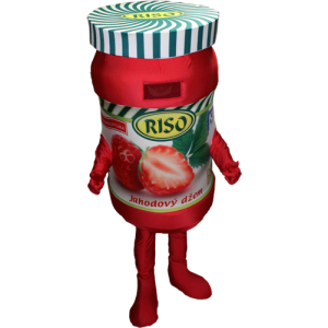 Mascot giant strawberry jam pot - MASFR032347 - Mascots of objects