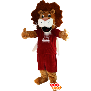 Mascotte de lion marron et blanc en tenue de sport - MASFR032352 - Mascotte sportives