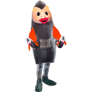 Grijs en oranje vis mascotte. Mascot sardine - MASFR032355 - Fish Mascottes