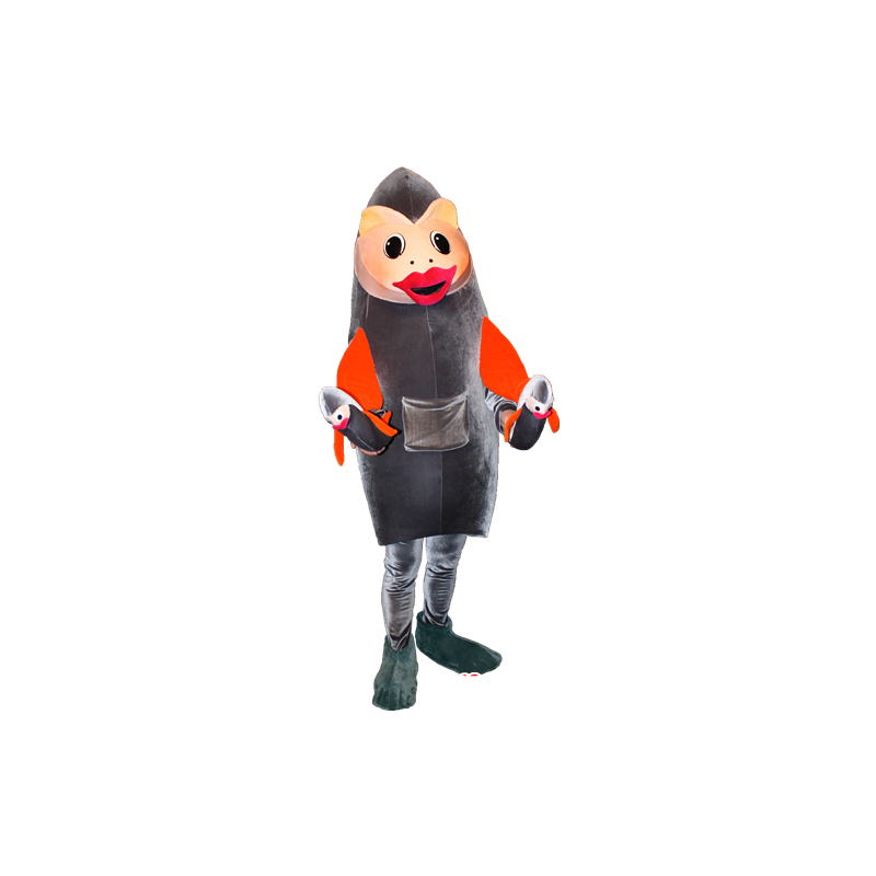 Gray and orange fish mascot. Sardine mascot - MASFR032355 - Mascots fish