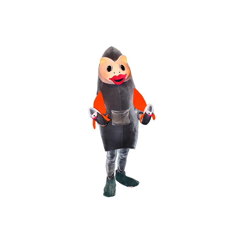 Grijs en oranje vis mascotte. Mascot sardine - MASFR032355 - Fish Mascottes