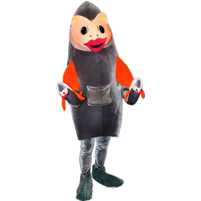 Gray and orange fish mascot. Sardine mascot - MASFR032355 - Mascots fish