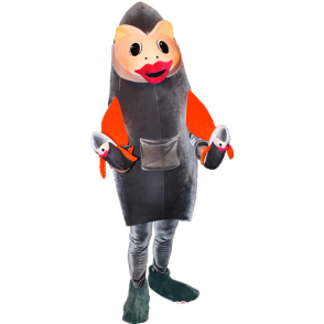 Maskotgrå og orange fisk. Sardine maskot - Spotsound maskot