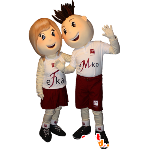 2 mascottes, een jongen en een meisje. mascottes Couple - MASFR032357 - Mascottes Boys and Girls