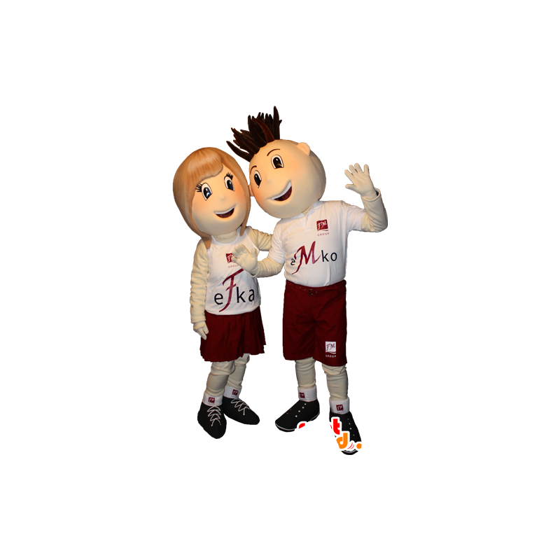 2 Maskottchen, ein Junge und ein Mädchen. mascots Paar - MASFR032357 - Maskottchen-jungen und Mädchen