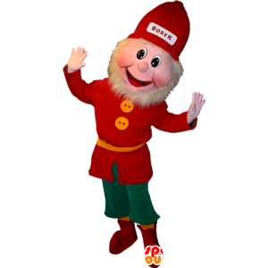 Skjeggete Leprechaun maskot kledd i rødt og grønt - MASFR032363 - jule~~POS TRUNC
