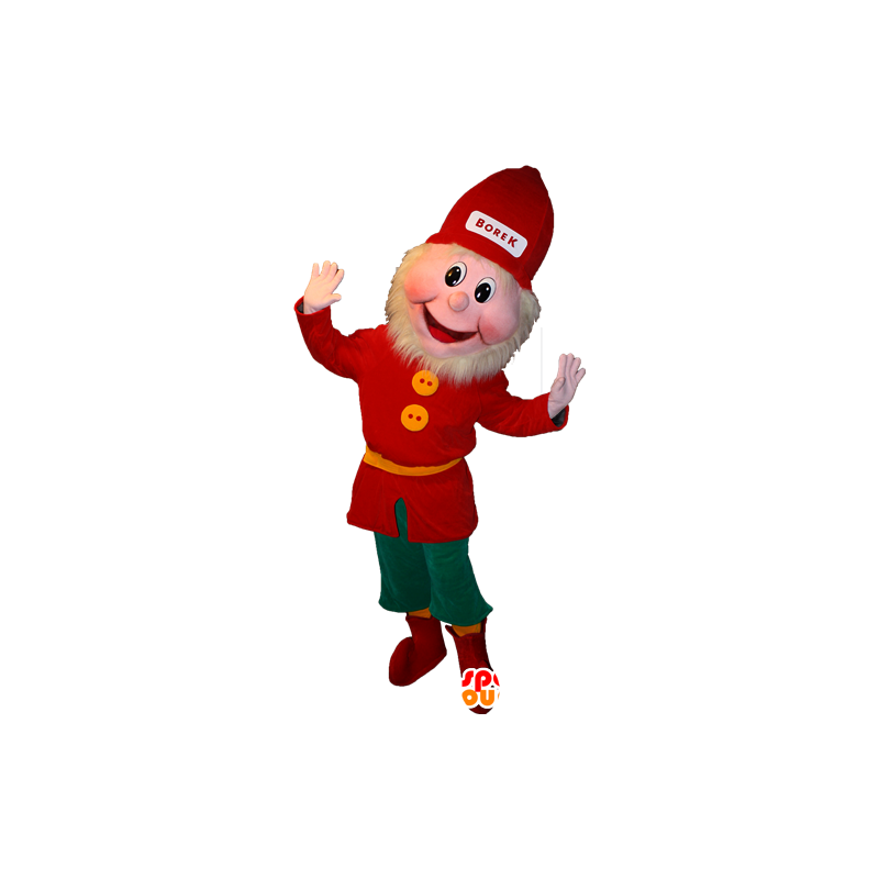 Bearded leprechaun mascot dressed in red and green - MASFR032363 - Christmas mascots
