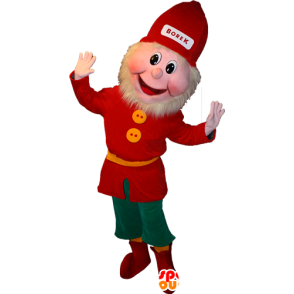 Gebaarde kabouter mascotte gekleed in rood en groen - MASFR032363 - Kerstmis Mascottes